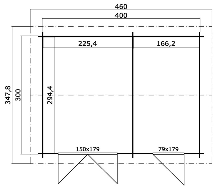 Dubbelförråd Odin 11,6 m² 420 x 320 cm